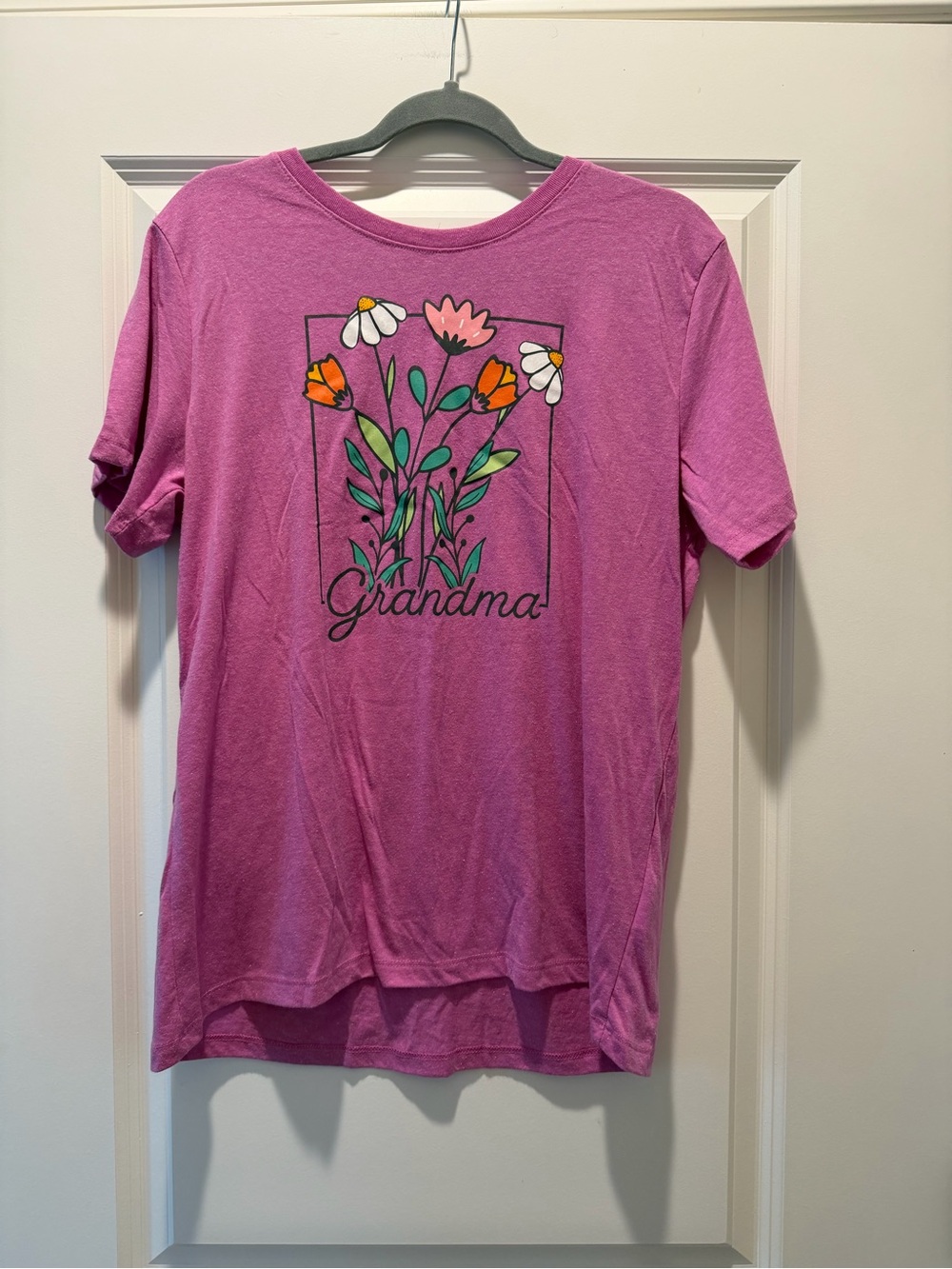 Women's Pink 'Grandma' Floral Graphic Short Sleeve Tee